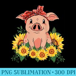 s cute pig bandana sunflower - high resolution png download