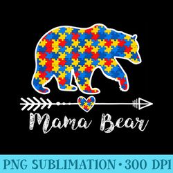 mama bear puzzle piece autism awareness mothers days - sublimation templates png