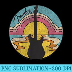 fender beach guitar sunset outline - mug sublimation png