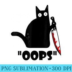 cat oops funny black cat murderous cat with knife - modern png designs