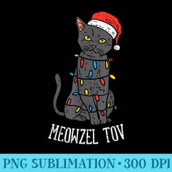 meowzel tov hanukkah black cat christmas lights pet - unique sublimation patterns