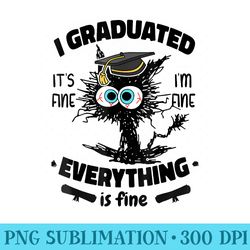 i graduated graduate class 2023 funny black cat graduation - png design assets