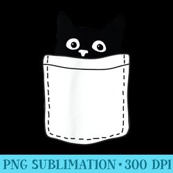 cute black cat spy peeking in pocket for kitten lovers - png art files