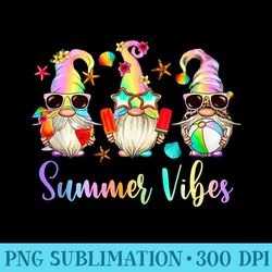 funny tie dye summer vibes gnomes beach cute hello summer - printable png graphics