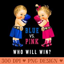 blue vs pink boxing babies gender reveal party ts - png download with transparent background