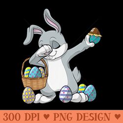 dabbing rabbit easter day eggs dab girls cute bunny premium - high quality png files