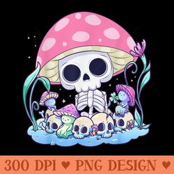 skeleton mushroom pastel goth cottagecore halloween - beautiful png download