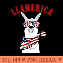 llamerica funny llama patriotic 4th of july veteran flag day - png clipart for graphic design