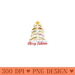 merry fishmas christmas tree fish fishing fisherman xmas sweatshirt - printable png graphics