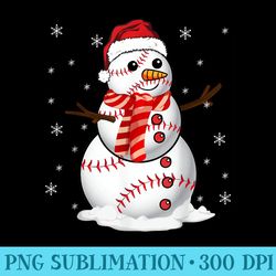 funny chillin snowman baseball ball santa hat christmas - png download artwork