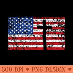 american flag cross , usa christian , trust god - png art files