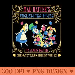 disney alice in wonderland mad hatters english tea house - digital png downloads