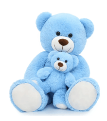 mommy and baby giant teddy bear 39" bear stuffed animal plush toy-blue