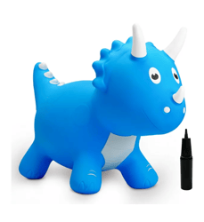 dinosaur bouncy horse, hopping toys, bouncy animals hopper,inflatable triceratops bouncer -blue