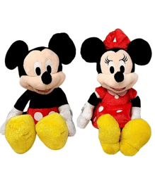 mickey mouse & minnie mouse 10" plush bean doll set of 2 ( red )