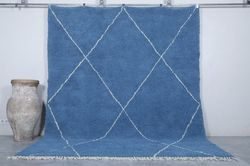 moroccan rug blue beni ourain rug - living room rug - berber rug