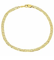 3.2mm 14k yellow gold plated flat mariner chain bracelet, 7 inches