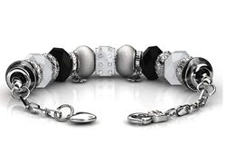 aurora 18k white gold beaded bracelet w/swarovski crystals,friendship bracelets (black) - msrp