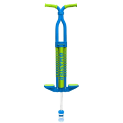 flybar master pogo stick for boys and girls age 9 and up, 80 to 160 lbs, blue/green
