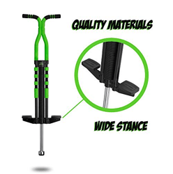new bounce pogo stick for kids ages 9 pro sport edition kids pogo stick, black & charcoal, actual color:black and green