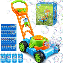 syncfun bubble lawn mower, bubble machine summer outdoor games toys for kids toddler 1 2 3 4 years old - blue