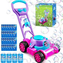 syncfun bubble lawn mower, bubble machine summer outdoor games toys for kids toddler 1 2 3 4 years old - pink