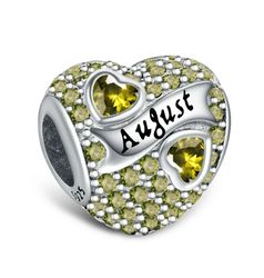 birthstone paved charms for charm bracelets & necklaces 925 sterling silver heart bead charms august birthstone