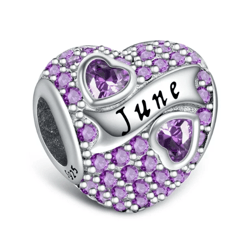 birthstone paved charms for charm bracelets & necklaces 925 sterling silver heart bead charms -july birthstone a