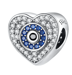 silver charm for bracelets guardian evil eye heart charms women bracelet charm -guardian evil eye heart charms