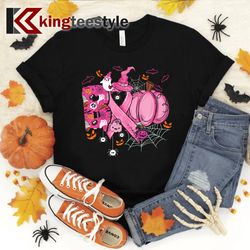 boo halloween pumpkin pink ribbon witch breast cancer t-shirt