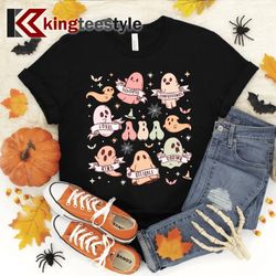 applied behavior analysis aba halloween spooky cute ghosts t-shirt