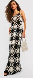 all colors crochet granny square long dress