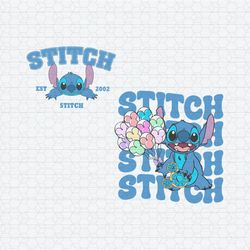 cute disney stitch est 2002 balloons svg