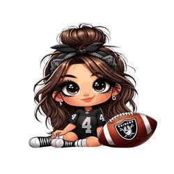 cartoon girl football fan raiders brown hair brown eyes png