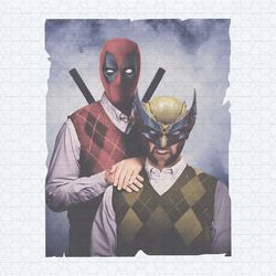 retro deadpool and wolverine brothers movie png