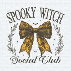 retro spooky witch social club ribbon bow png