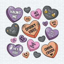 candy hearts halloween spooky vibes png