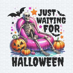 just waiting for halloween skeleton pumpkin png