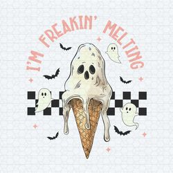 checkered i'm freakin melting ghost ice cream png
