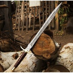 handmade damascus steel sword, viking sword, engraved sword, master sword, long sword, sword art online, best gift