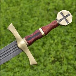 holy knight descendant damascus steel templar sword - collectible hand for