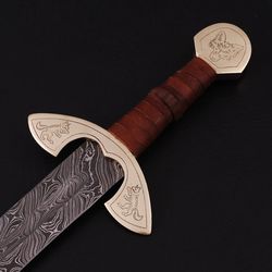ulf sune fang damascus steel viking carolingian sword - hand forged functioning replica full tang norse inspired sword