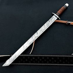 27 inch tanto katana combat sword hand forged damascus steel