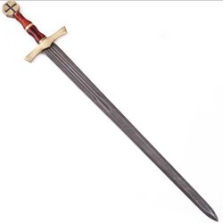 holy knights damascus steel templar knight sword 40 inches with leather