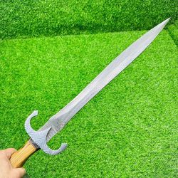 30" handmade damascus steel viking sword sharp blade sword, battle ready ex-1943
