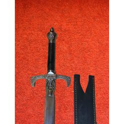 engraved seeker's sword of truth: handcrafted replica with leather sheath