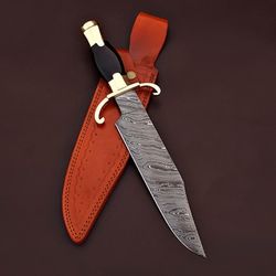 bowie knife // vk2074 custom handmade damascus with leather sheath