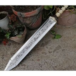 roman gladius forged sword, high carbon steel handmade hand engraved with sheath
