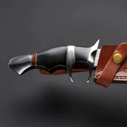 custom handmade damascus steel hunting bowie knife in black
