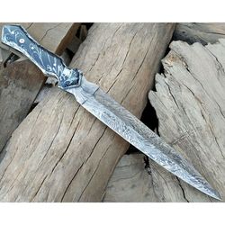 custom handmade hand forged damascus steel hunting double edge dagger knife